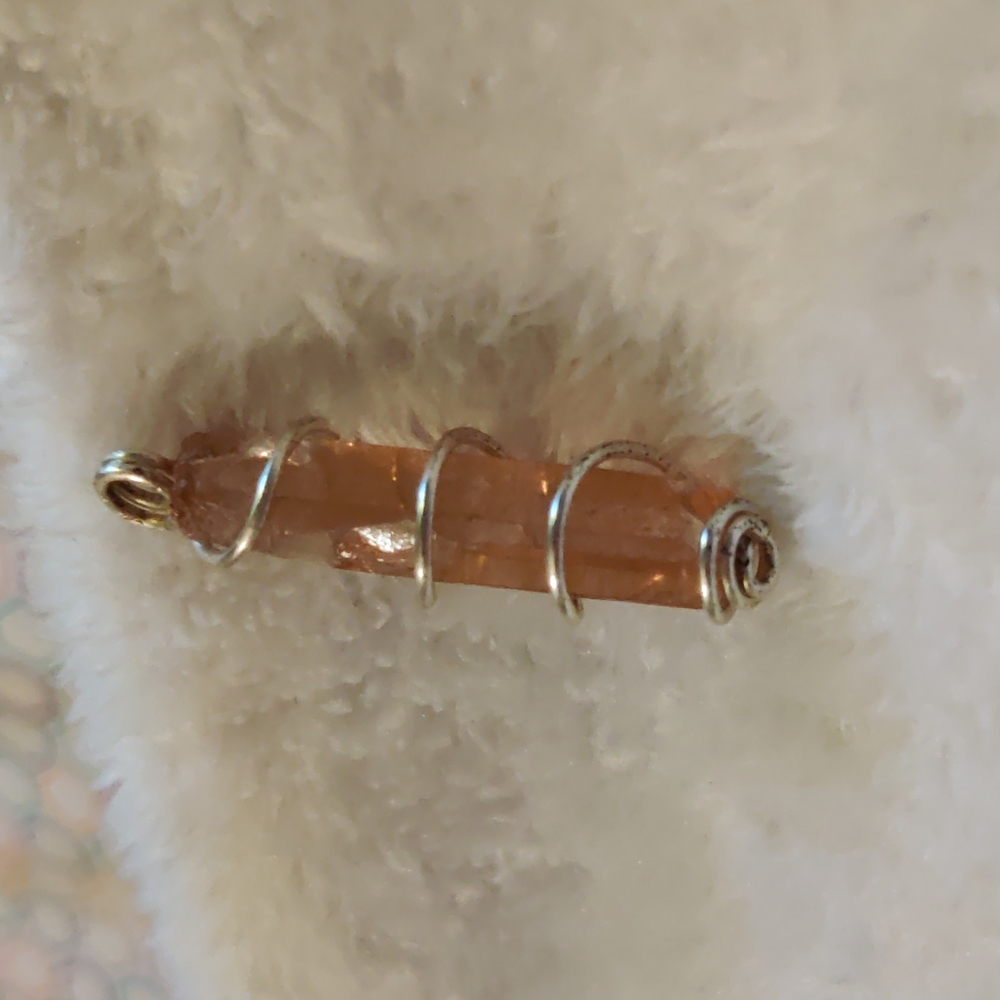 Tangerine Quartz Crystal Point Pendant